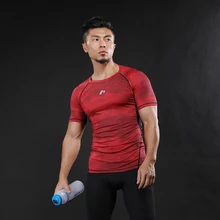 2018 Mens Fitness 3D Prints Short Sleeves T Shirt Men Bodybuilding Skin Tight Thermal Compression Shirts Crossfit Workout Tops