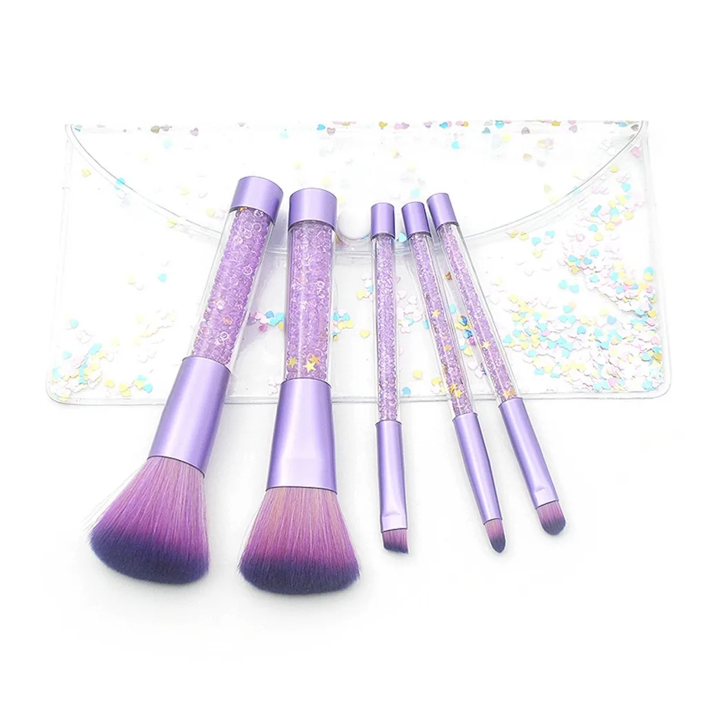 

5 pcs Makeup Brushes Set Clear Crystal Diamond Material Handle Eyeshadow Foundation Blush Make Up Brush Set Pincel Maquiagem