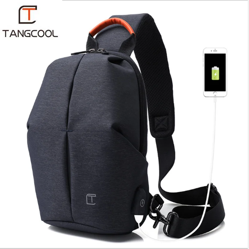 Мужская нагрудная сумка Tangcool водонепроницаемая Противоугонная с usb зарядкой