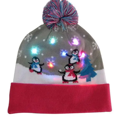 Продаются со скидкой! 43 дизайна, светодиодный Рождественский головной убор, Шапка-бини, Рождественский Санта-светильник, вязаная шапка для детей, взрослых, для рождественской вечеринки