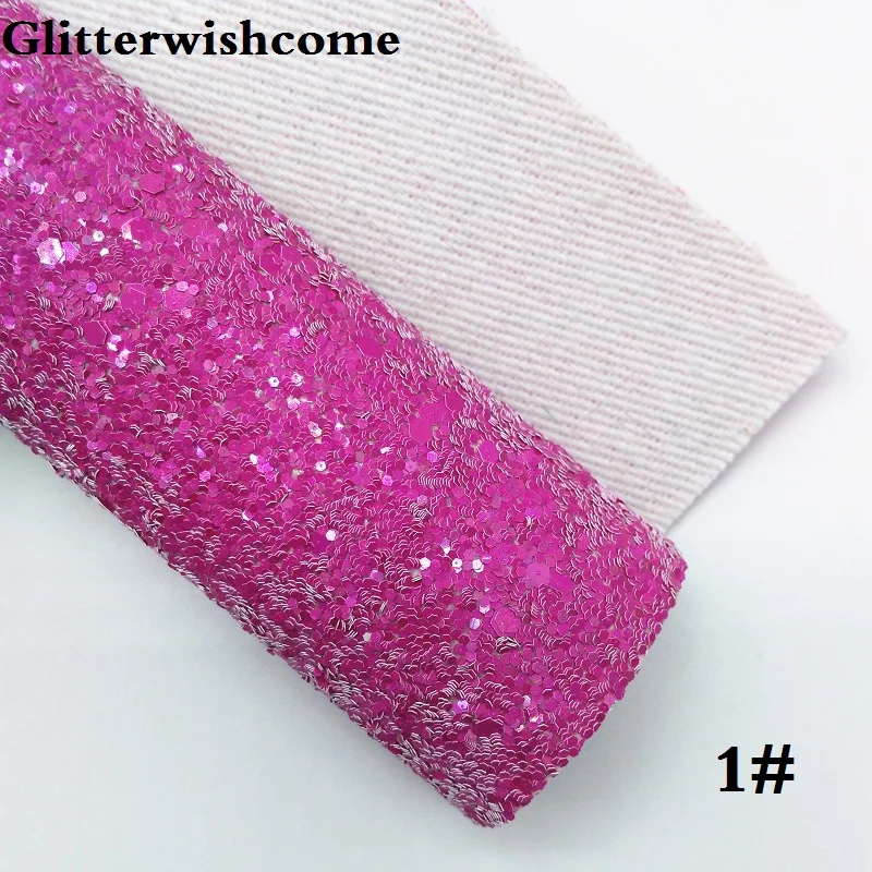 Синтетическая кожа Glitterwishcome 21 х29 см Размер A4 крупная блестящая винил для бантов