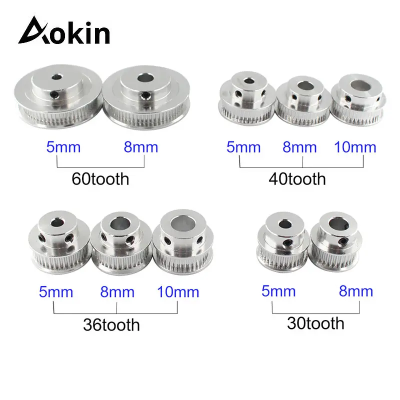 GT2 Aluminium Timing Pulley 60 Tooth 2GT Bore 5mm 8mm Width 6mm 3D Printer Parts 