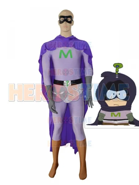 Mysterion Zentai Superhero Cosplay Costume Comic Halloween Bodysuit with Cape Lycra Spandex Custom Made Catsuit for Men Kids |