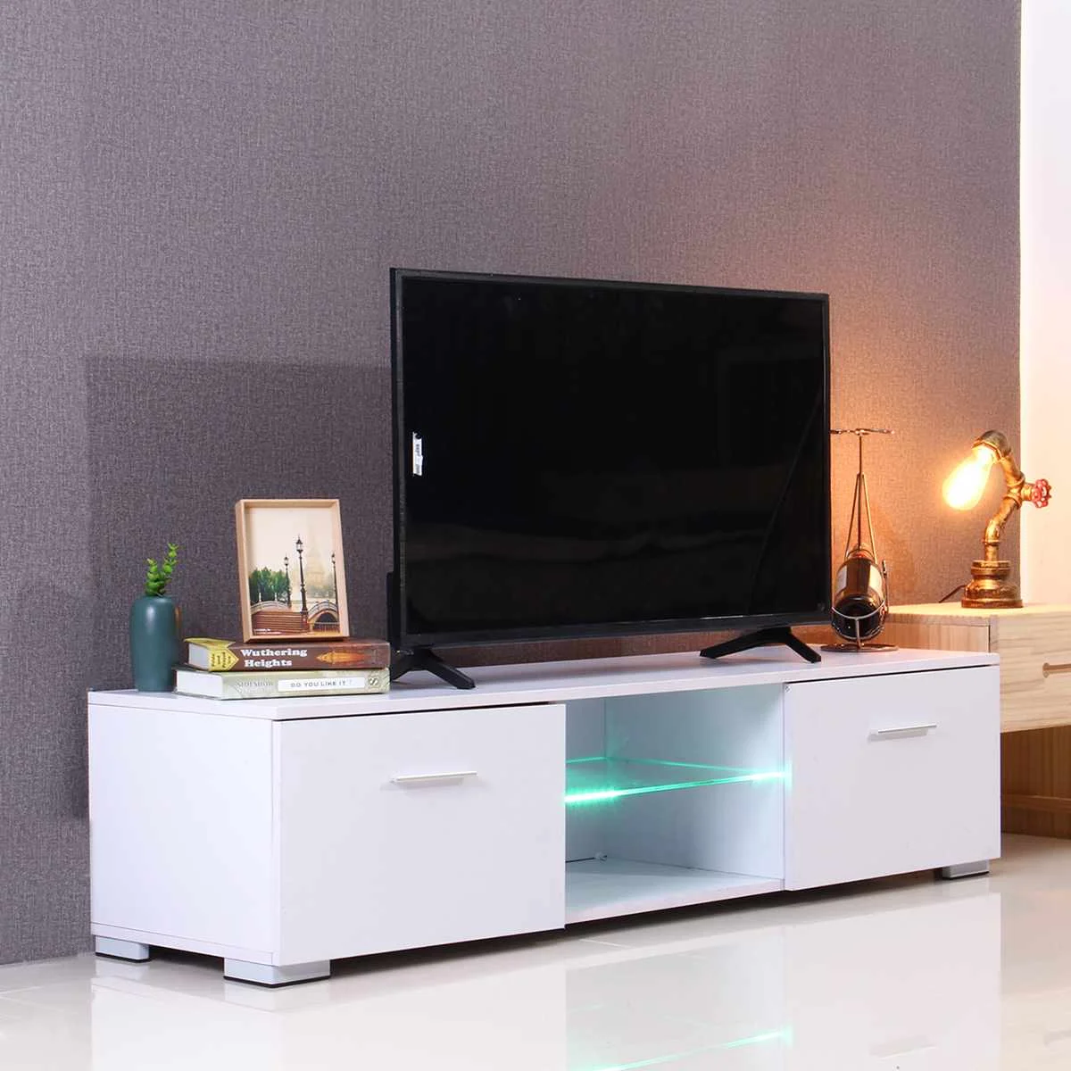 57 Inch Portable Detachable Tv Stand Unit Cabinet Console With Led