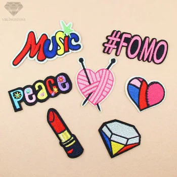 MUSIC Heart Iron On Patch Sewing Applique Badge Clothes Patch Stickers Apparel Craft Sewing Accessories