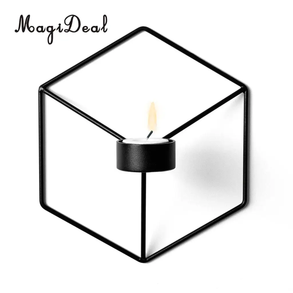 Настенный 3D геометрический чайный держатель свечей с металлическим проволочным каркасом подсвечник подставка для домашней церковной свадебной вечеринки