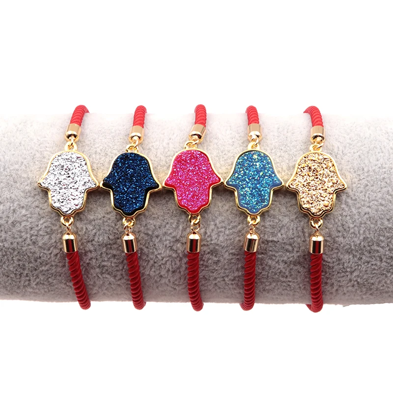Роскошный опал Фатима браслет Хамса модный красный веревочный ручной браслет для женщин дамы девушки счастливый браслет ювелирные изделия женский браслет