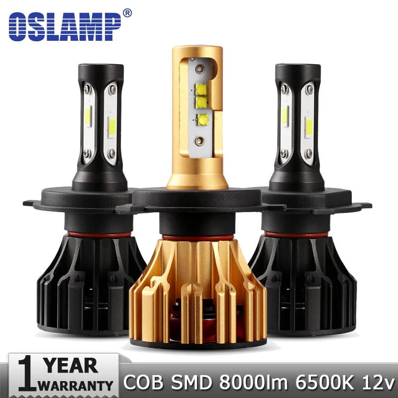 

Oslamp H4 H7 LED Headlight Bulb H11 H1 H3 9005 9006 Hi-Lo Beam COB SMD Chip Car Auto Headlamp Fog Lights 12v 24v 8000lm 6500K