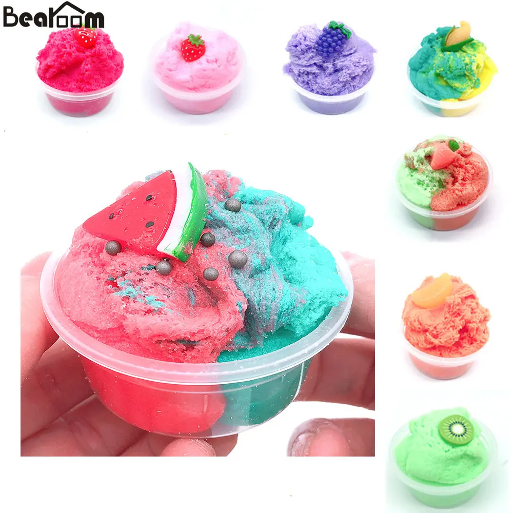 

Bearoom Slime Colorful Fluffy Slime Popular Toys For Children Learning Education Polymer Clay Fruit Release Stress Cotton Mud