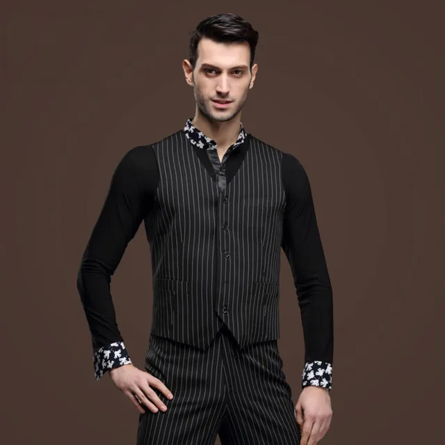 Buy Black Latin Dance Shirts For Male Long Sleeves