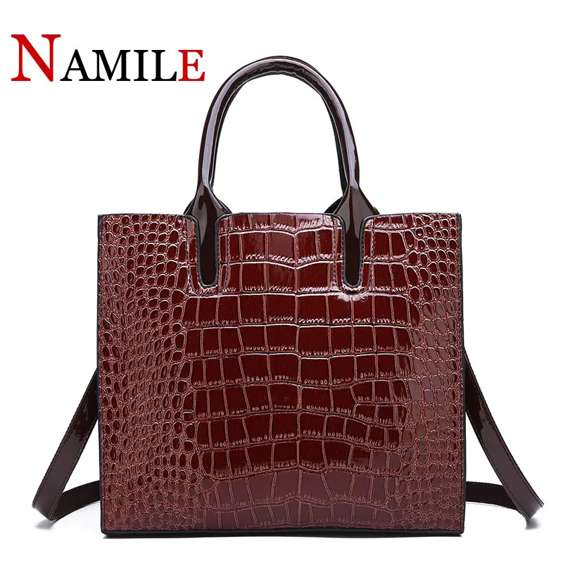 

2019 new women's large-capacity shoulder bag ladies leather handbag ladies bag luxury handbag crocodile pattern comfortable hand