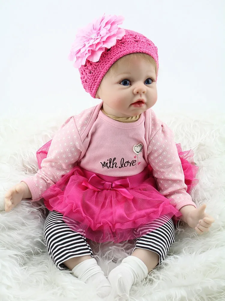 Free Shipping Reborn Baby Dolls 55cm Handmade Vinyl Lifelike Realistic Soft Silicone Reborn Baby Dolls For
