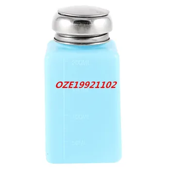 

1PCS Silver Tone Metal Cover 200ml Plastic Liquid Storage Alcohol Bottle Cyan
