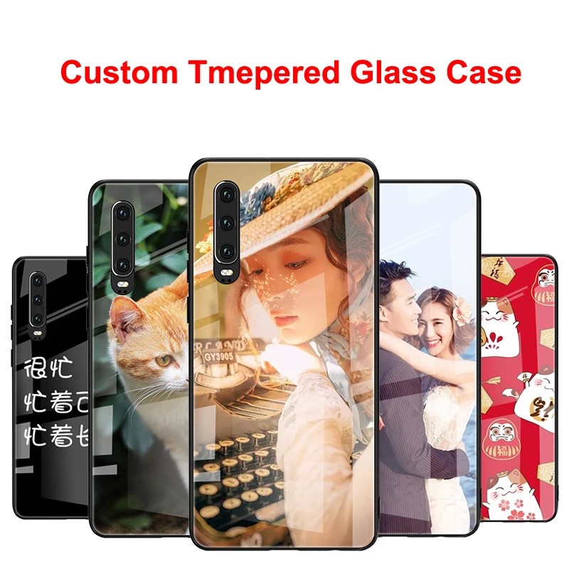 

for Huawei P30 Pro P30 P20 Lite Nova 5 3e 4 4e 3 3i Mate 30 20 20X Honor 9X Case Custom Photo DIY Picture Tempered Glass Cover