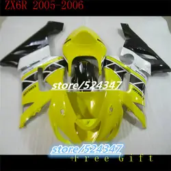 Мотоциклы от repsol Kawasaki Ninja ZX6R 05 06 ZX6R обтекатель 2005 2006 шт. желтый черный часть-Nn