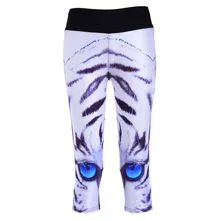 New 1140 Sexy Girl Women White Tiger Stripe 3D Prints Workout stretch Fitness Elastic Cropped Trousers Leggings Pocket Pants