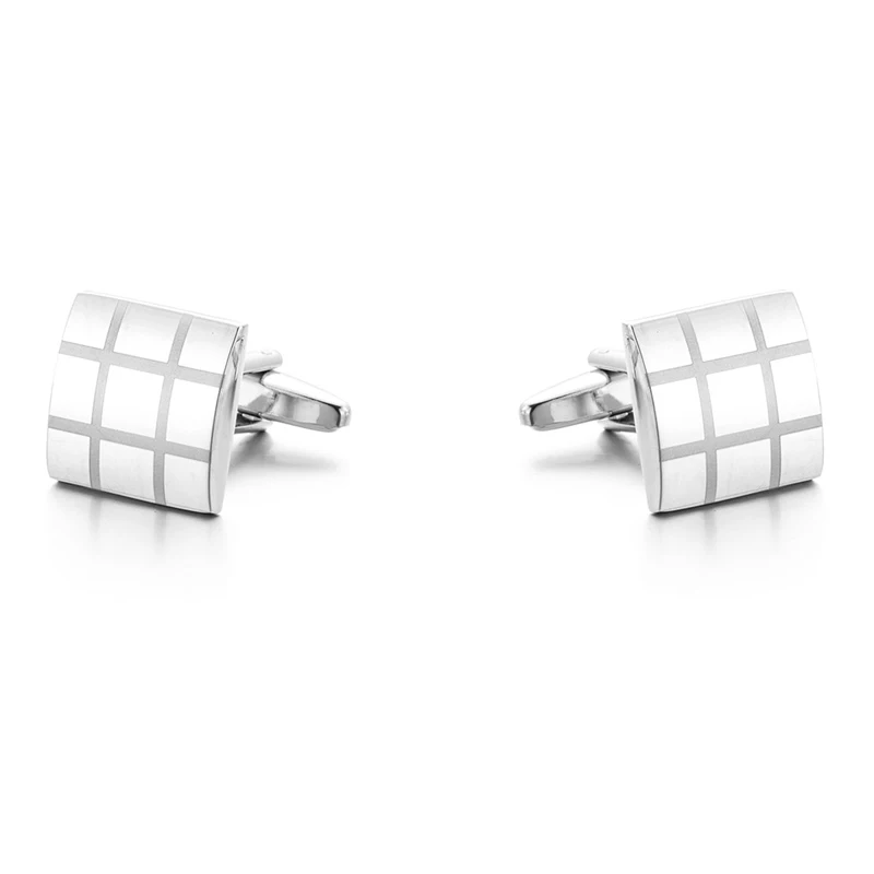 CHUKUI  Luxury Laser Engraved Mens Silver Cufflinks Gift For Fasther Shirt Cufflink Male Suit Accessories (4)