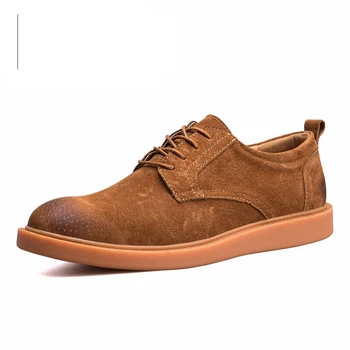 

Nice Great 6262 Spring Autumn Men Low Top Lace Up Casual Shoes Fashion All-Match Cow Suede Leather Leisure Men Shoes