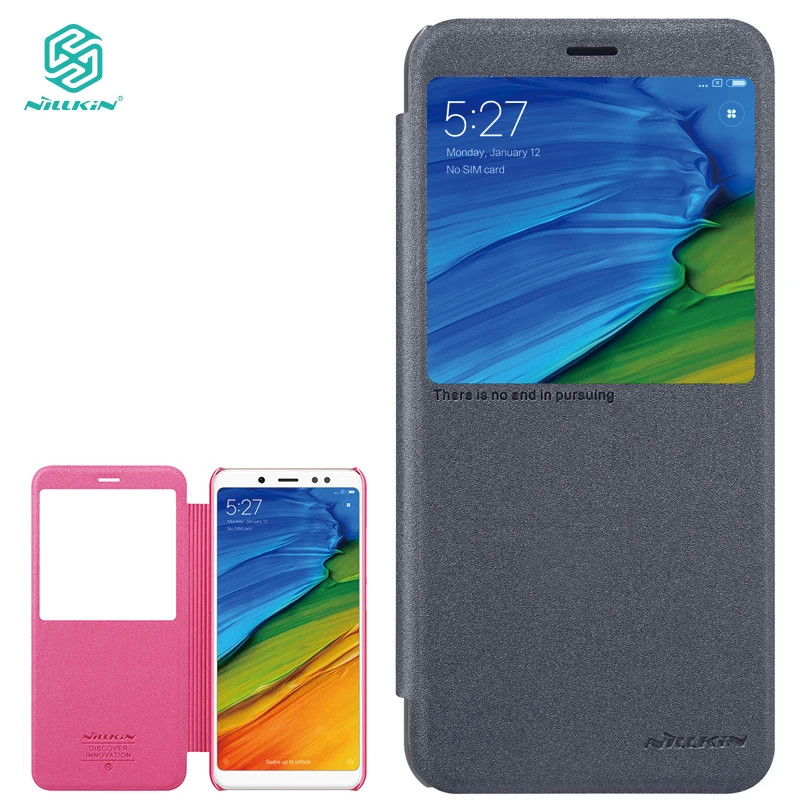 

Nillkin case for Xiaomi Redmi Note 5 Sparkle Series Thin PU leather flip cover Hard PC Plastic Back Cover for redmi note5 pro