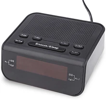 Современный Дизайн Будильник fm-радио с двойным будильником функция повтора сна компактный цифровой Красный светодиодный часы с дисплеем-ЕС