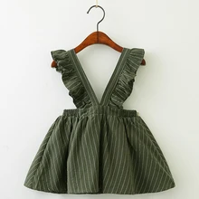 Платье для девочек, детское платье принцессы, Полосатое платье на бретелях с v-образным вырезом, детская одежда, детские платья на бретелях для маленьких девочек, одежда