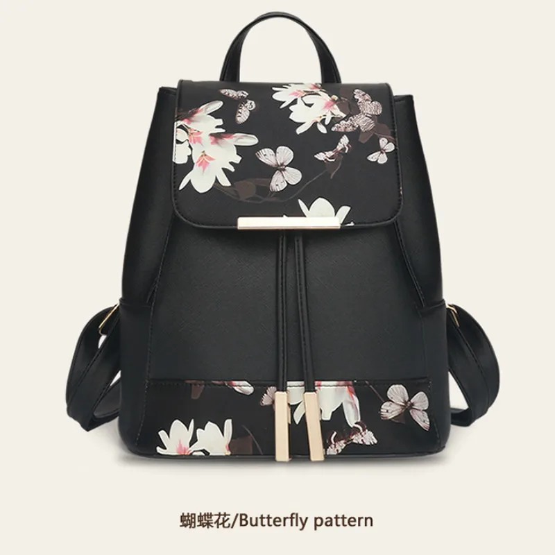 

Double Shoulder Fashion Women Bags Floral Female Backpack with Flower Print