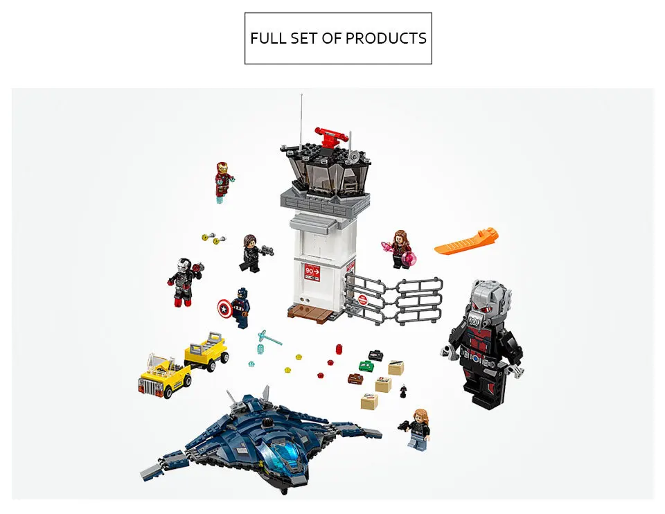 Mailackers 07034 774Pcs Legoing Marvel Series Classic Avengers Super Hero Airport Battle Antman Iron Man Blocks Legoings 76051   2
