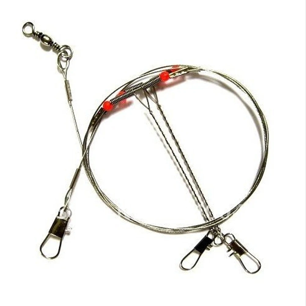 10 Pack Top Bottom Rig Steel Stainless Wire Trace Leader with Snap Swivel 