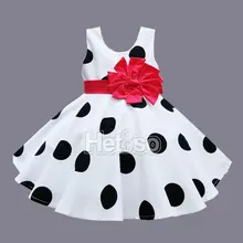 6 M-5 T Bébé Fille Vêtements Point Noir Rouge Grand Arc Princesse d’été bébé dress enfants vêtements robes infantis