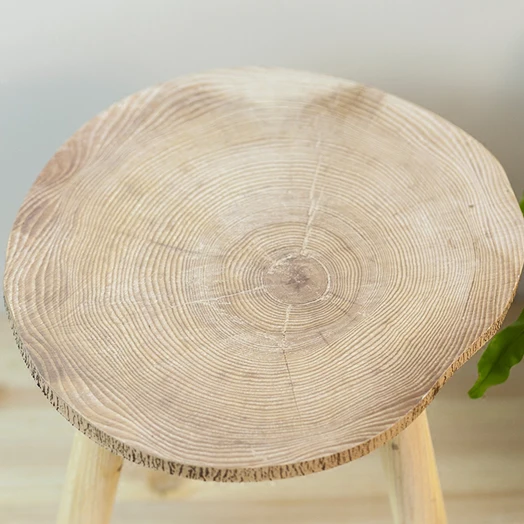 knock down round 3 legs natural pine wood small side table (3)