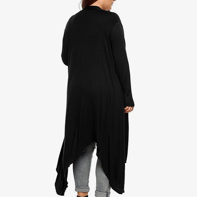 Irregular Solid Kimono Long Women's Caidigan Robe Full Sleeve Feminine Shirts 2019 Autumn Women Casual Tops Plus Size XL-5XL
