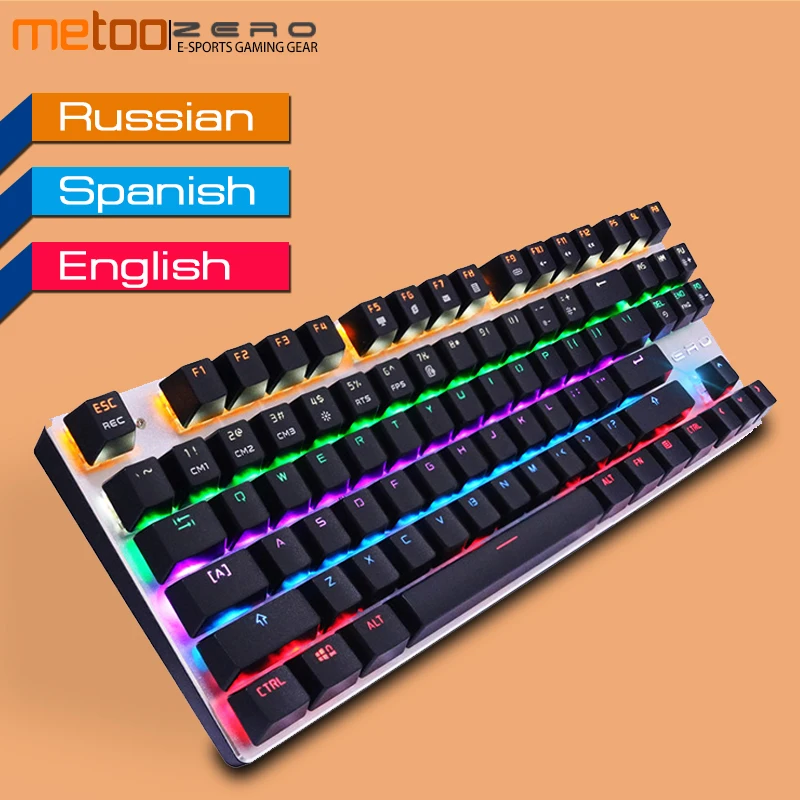 

Metoo Original Gaming Mechanical Keyboard LED Backlit 87/104 keys Red/Blue/Black Switch Metal Anti-ghosting Wired Keyboard+Gift