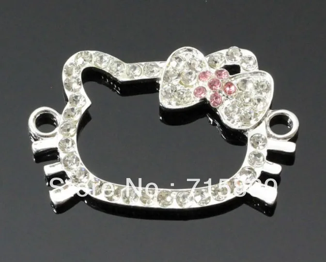 

New ! Free Ship 10pcs Silver hello kitty Crystal bead FOR Pave Disco Fit Making Bracelets