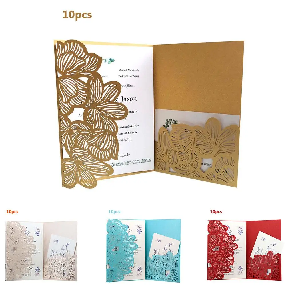  10pcs Holiday Wedding Invitation Laser Hollow Invitation Bag-shaped Business Invitation Card For We - 33027678637