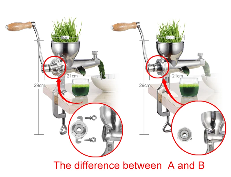 Ручная трава пшеницы из нержавеющей стали ручная соковыжималка встряхиватель сырой прессованный фруктовый выдавливаемый имбирный сок машина для пшеничного шлака сока