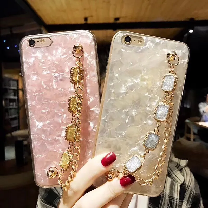 

For Huawei P10 P20 Lite Plus mate 10 pro Fresh Cute Girls rhinestone diamond chain Bracelet shell soft silicone phone case cover