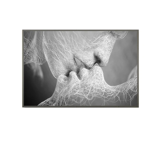 Abstract Black White Love Kiss Canvas Art Printed Oil Paintings