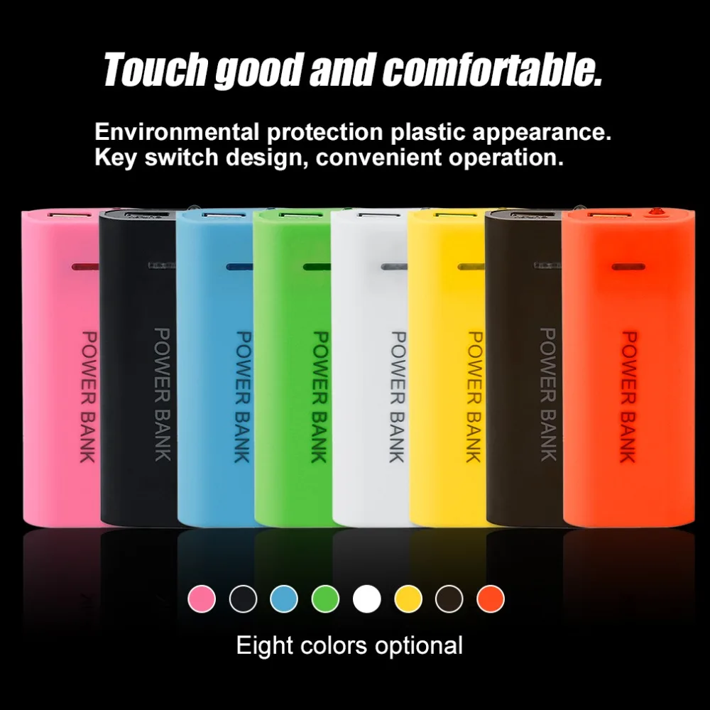 

Multicolor Optional USB Mobile Power Bank Case Cover New Portable External Battery Charger Powerbank Case For 5600mAh(NO Battery