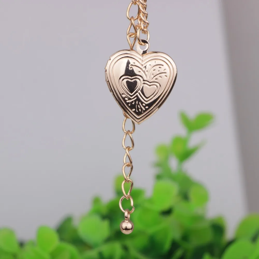 Double Heart Photo Frame Pendant Necklace Best Selling Can Put Photo