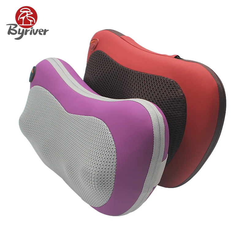 BYRIVER Gift Portable Infrared Roller Heat Kneading Shiatsu Massage Pillow Car Home Use Device Neck Massager |