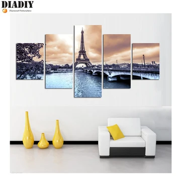 

5pc Full Square&round drill 5D DIY Diamond embroidery Eiffel Tower Diamond Painting Cross Stitch Rhinestone Mosaic decor gift