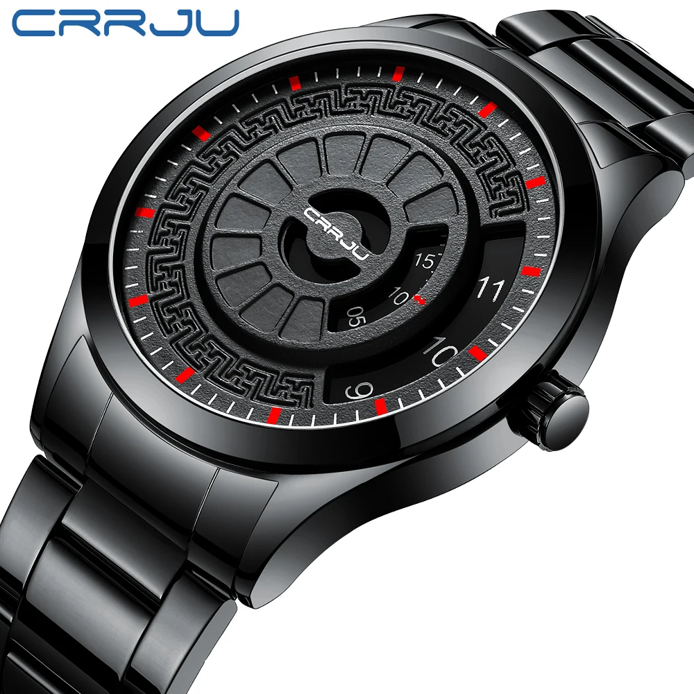 

CRRJU Fashion Luxury Brand Male Unique Design Casual Sports Quartz WristWatches Waterproof Big Dial Sports Watches Retro Relogio