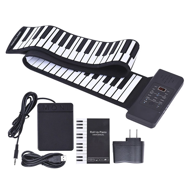 

88-key folding silicone hand roll keyboard thickened hand roll piano with chord version of the Yanyin travel practice piano