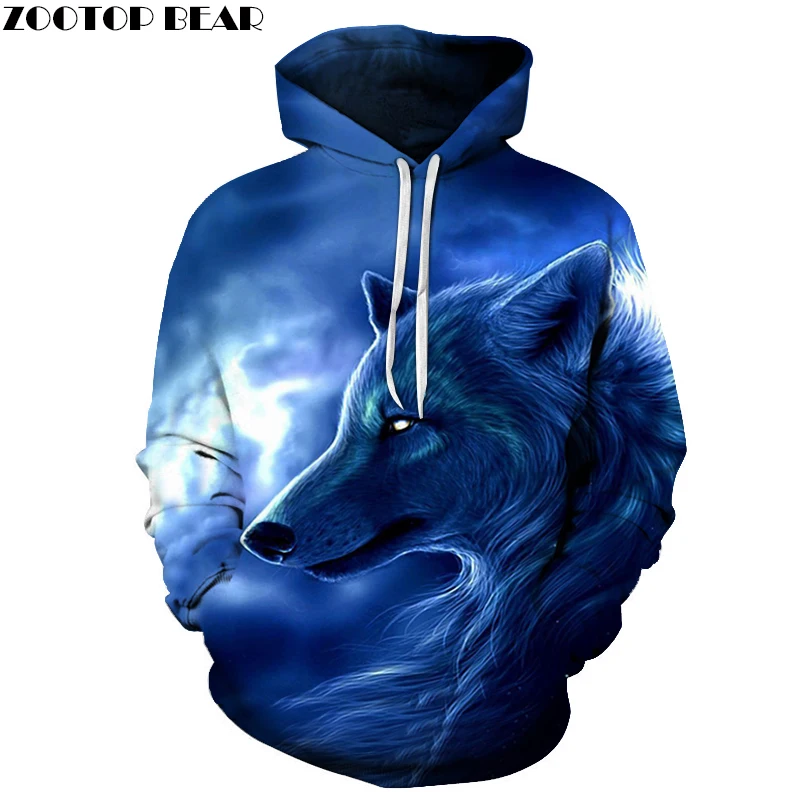 Wolf 3d Hoodies Fashion Animal Hoodie Men Women Sweatshirts Drop Ship ...