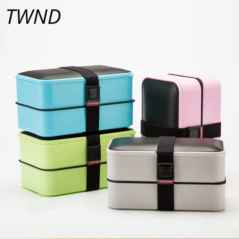 Japan style bento box PP lunch portable 2 layers microwaveble tableware with bags soup spoons chopsticks 24 | Дом и сад