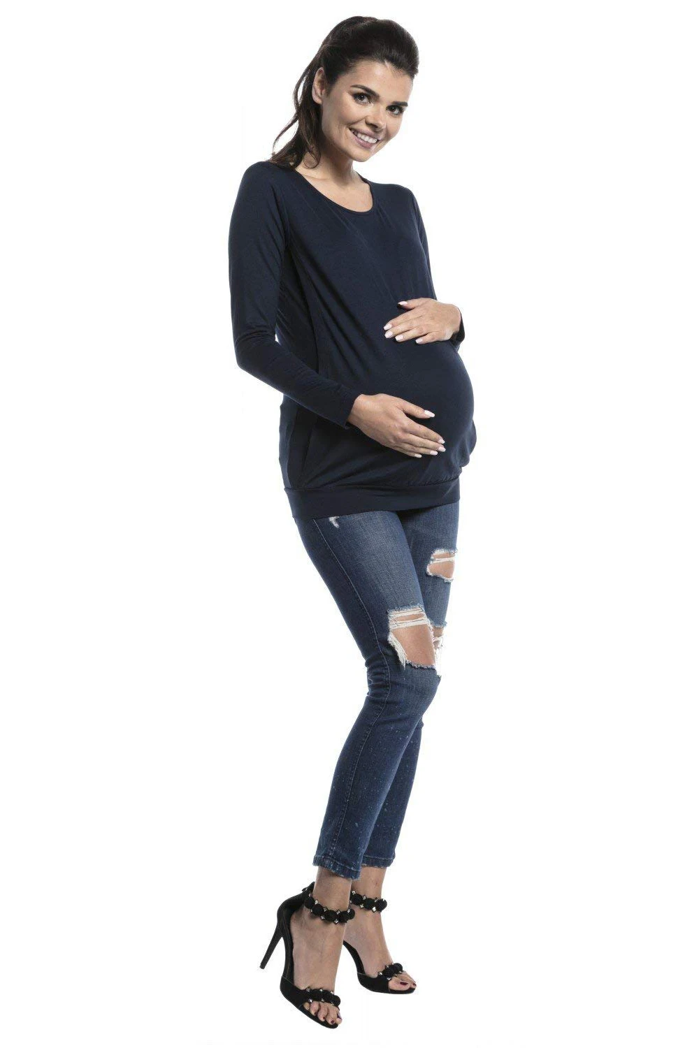Плюс размер весна осень для беременных кормящих с длинными рукавами одежда для кормящих матерей Топы однотонная Футболка для беременных женщин