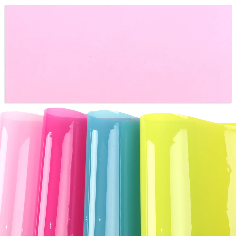 

David accessories 4Pcs/Set 20x34cm PVC Solid Color Jelly Synthetic Leather Patchwork For Hair Bow Bags DIY Projects,1Yc7026