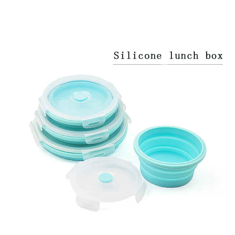 

Portable Folding Lunch Box Round Silica Gel Microwave Oven Box