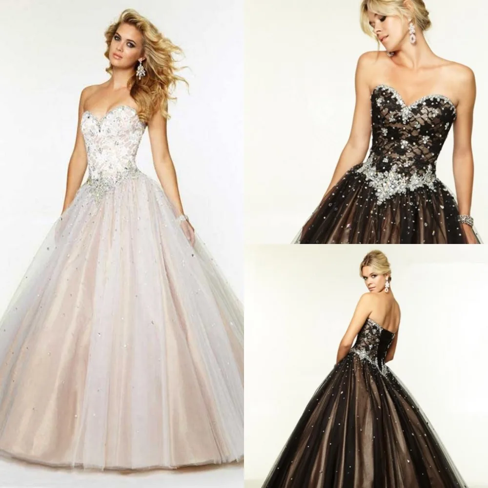 Aliexpress.com : Buy Long Puffy Prom Dress Ball Gown Tulle Crystal ...