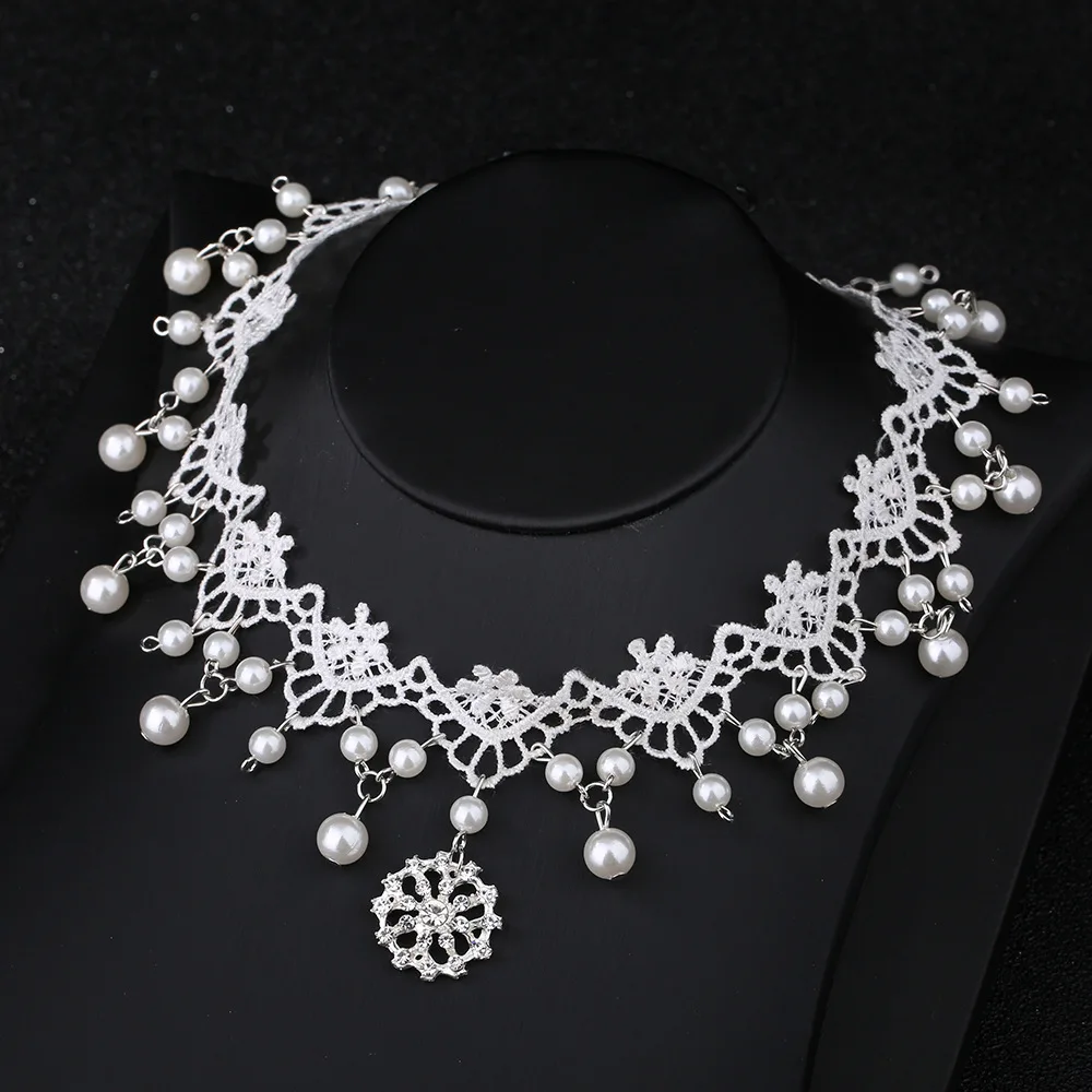 

Pearl Lace Choker Bridal Necklace Wedding Neck Accessories Lace Pearl Wedding Decoration For Bride Jewelry
